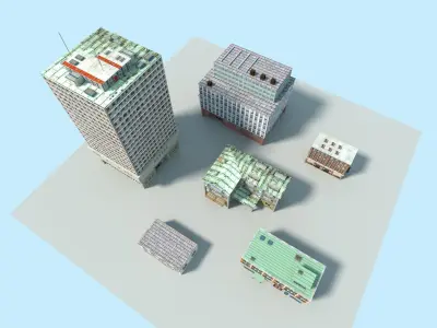 city buildings pack Low-poly 3D model