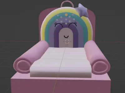 Cute sofa bed for girl room Free low-poly 3D model