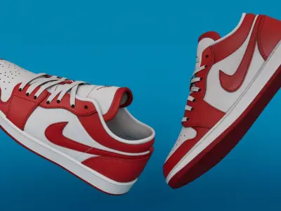 Shoes GymRedWhite Jodan  Low-poly 3D model