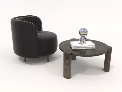 Modern Coffee Table and Armchair Set 47 3D model