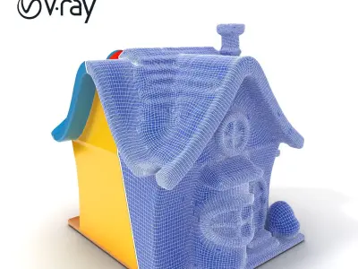 Cartoon Cottage Model Pack with Vibrant Colors Low-poly 3D model