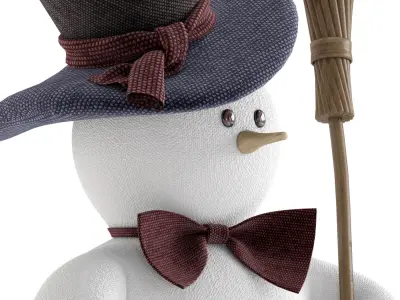 Snowman and wooden christmas tree 2 3D model