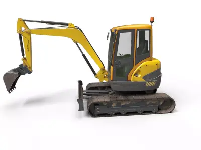Mini Excavator Low-poly 3D model from CGTrader