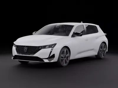 2022 Peugeot 308 Hatchback - Opening doors and trunk Low-poly 3D model