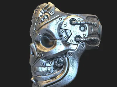 Skull ring jewelry robotic for bikers vol 2 3D print model