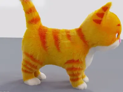 Fur Cute Cat kitten No Rig Low-poly 3D model