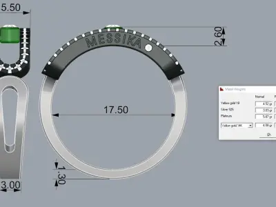 Messika Ring Gold 3D print model 2