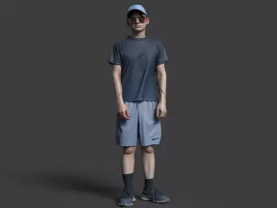 Chinese boy figure   Low-poly 3D model