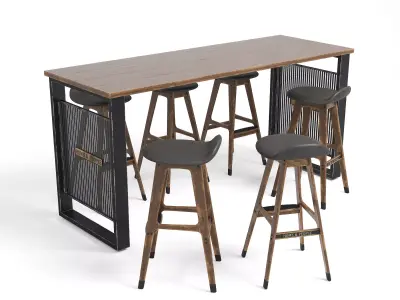 Home n People Bar Table Set 3D model