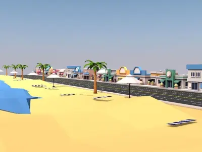 Stylized Endless  Racing Game Environments  Low-poly 3D model