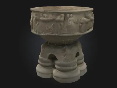 Stone Baptismal Font  Sacred Symbolism in Timeless Stone 3D model
