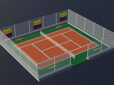 Tennis Court - Colombia Low-poly 3D model