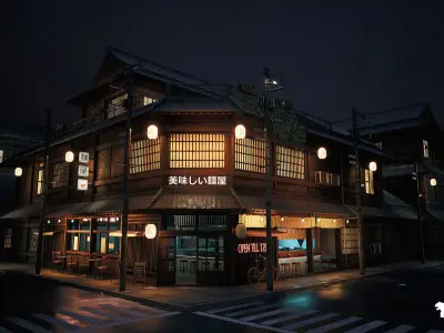 Ramen Restaurant Environment Low-poly 3D model