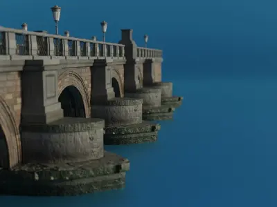 Brick Bridge Low-poly PBR Low-poly 3D model