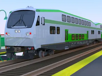 Station with BiLevel train 3D model