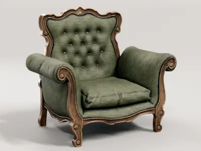 furniture set - fancy antique Low-poly 3D model
