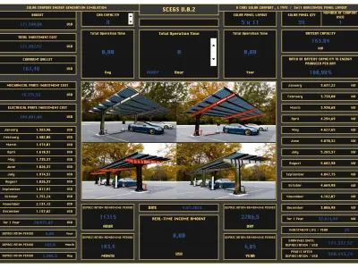 Solar Carport Energy Generation Simulation 3D model