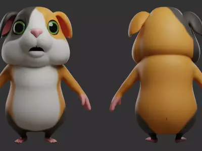 Guinea Pig  I Cartoon Low-poly 3D model