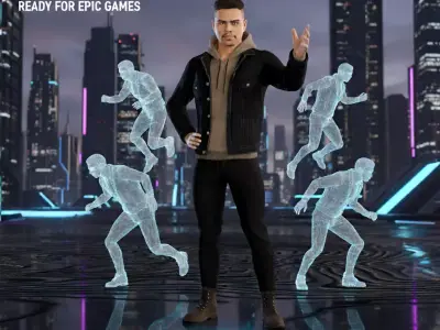 Realistic Male Character Game-Ready Rigged 3D Model Low-poly 3D model