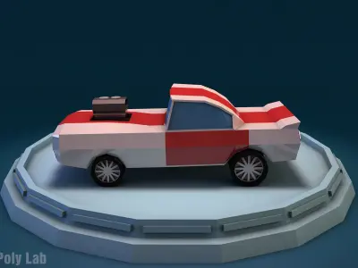 Cartoon Racing Car Low-poly 3D model