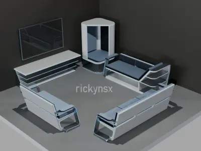 living room furniture packs - sci-fi 1 Free 3D model