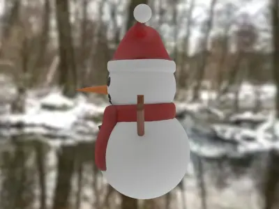 Snowman with Christmas hat Low-poly 3D model