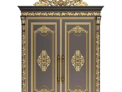 Carved Door Classic 01401 Black Low-poly 3D model