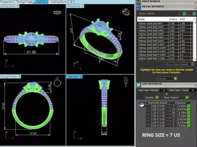 Luxury Three Stone Pave Solitaire Diamond Ring CAD Design 3D print model