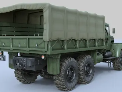 KRAZ-255 soviet military truck 3D model