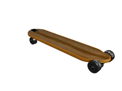 Realistic Wooden Longboard Skateboard Model Low-poly 3D model