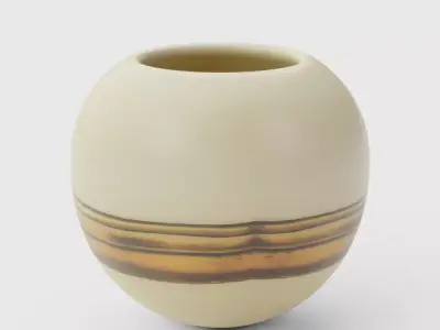 Hand Blown Frosted Art Glass Vase with Multi Color Stripe 3D model