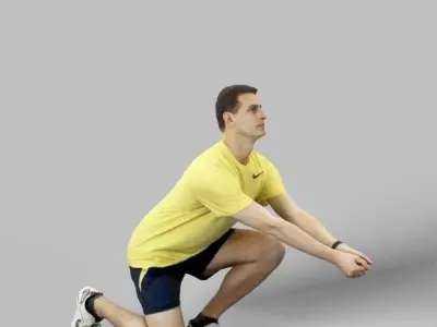 Romance Sportswear Casual Man playing volleyball digging Low-poly 3D model