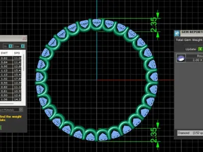 U Shaped Eternity Ring 2mm stone size swiss 14 and EU54 3D print model