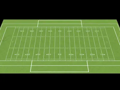 American Football Field 11 players Low-poly 3D model