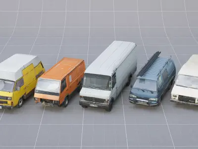 SKLAD - Roadside Vehicles Kit - Trucks Cars Signs Low-poly 3D model