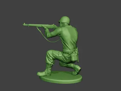 American soldier ww2 Shoot Crouch A12 3D print model