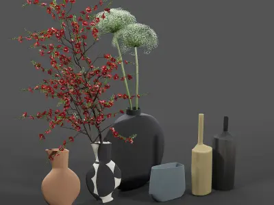 kosemilano vases and plants 3D model