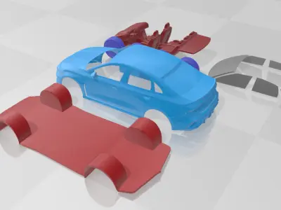 Audi RS3 Sedan 2025 - Separate Parts STL Model 3D print model