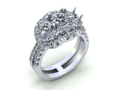 Three Stone Pav Set Wedding Ring 399 3D print model