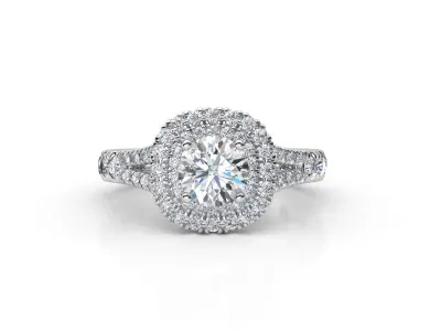 aj-032 diamond halo engagement ring 3D print model