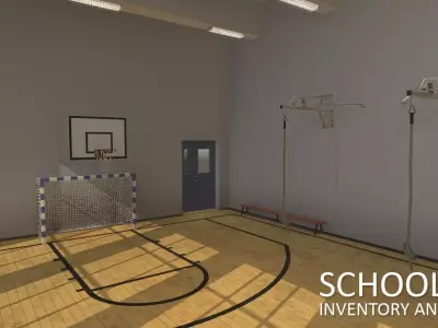 School gym - inventory and interior Low-poly 3D model
