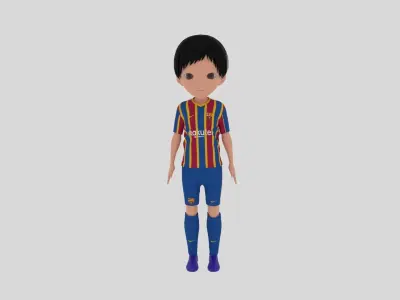 Barcelona Soccer - Football  Player Low-poly 3D model