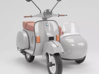 Vespa PX 125 2011 With Sideca 3D model