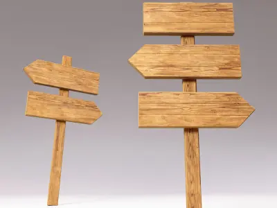 Sign boards low poly 3d model set 5 Free low-poly 3D model