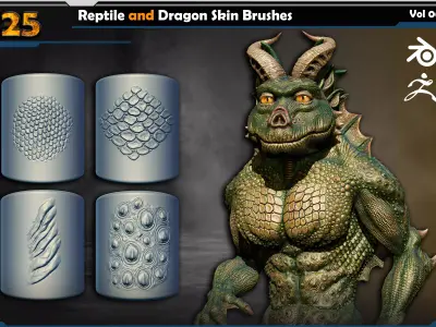 Reptile and Dragon Skin Brushes  Vol 06 3D model