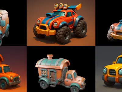 Stylized Car Advanced model bundle 23 pack 35 glb 3D model