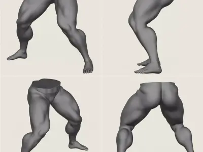 Muscular Man Leg Pose Collection 3D print model