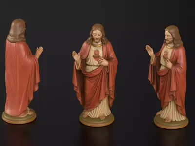 Jesus Red Tunic Sculpture Low-poly 3D model