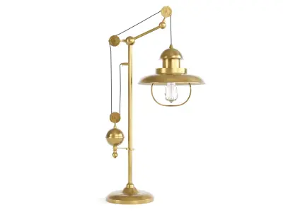 Industrial Table Lamp with Pulley System 3D Model 3D model