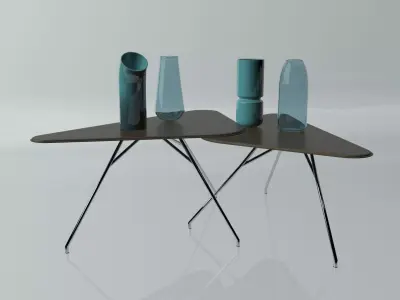 Coffee table and vases Free 3D model